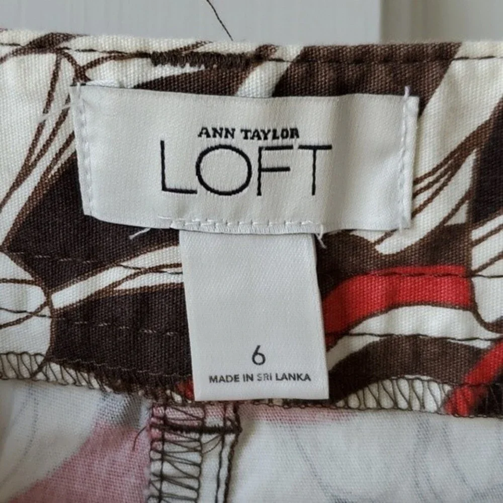 LOFT RETRO MOD BROWN FLORAL COTTON MINI SKIRT 70s GROOVY BROWN CREAM SIZE 6